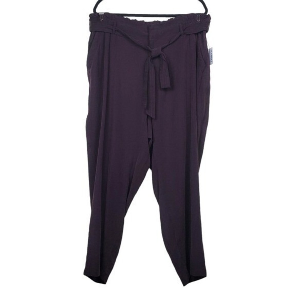 Old Navy Plum Wine High Waisted Cropped Belted Straight Leg Pants Size 2X NWT